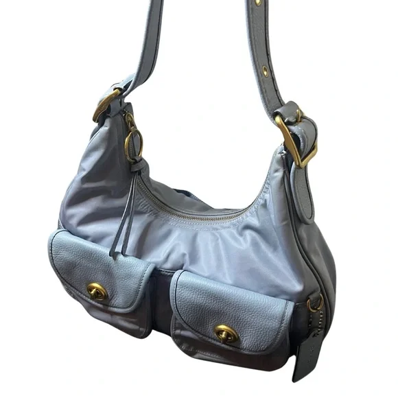 Coach EUC Bluebell Nylon & Leather Cargo Hobo Bag - Picture 2 of 13